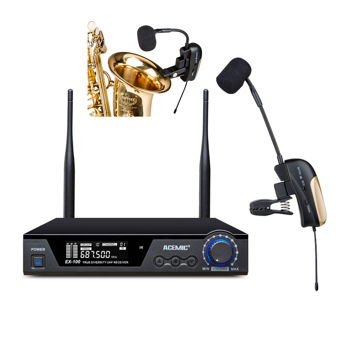 EX-100/ST-4 Wireless Saxophone Microphone True Diversity