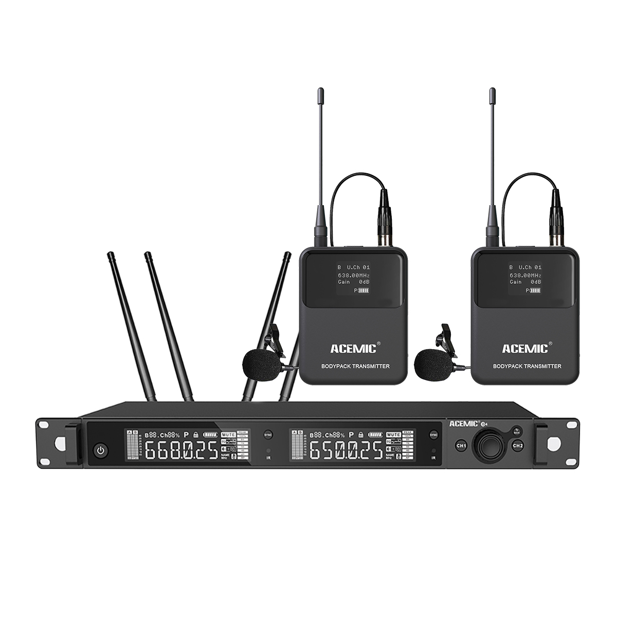 D4-BPL Digital Wireless Lapel Microphone System for Stage